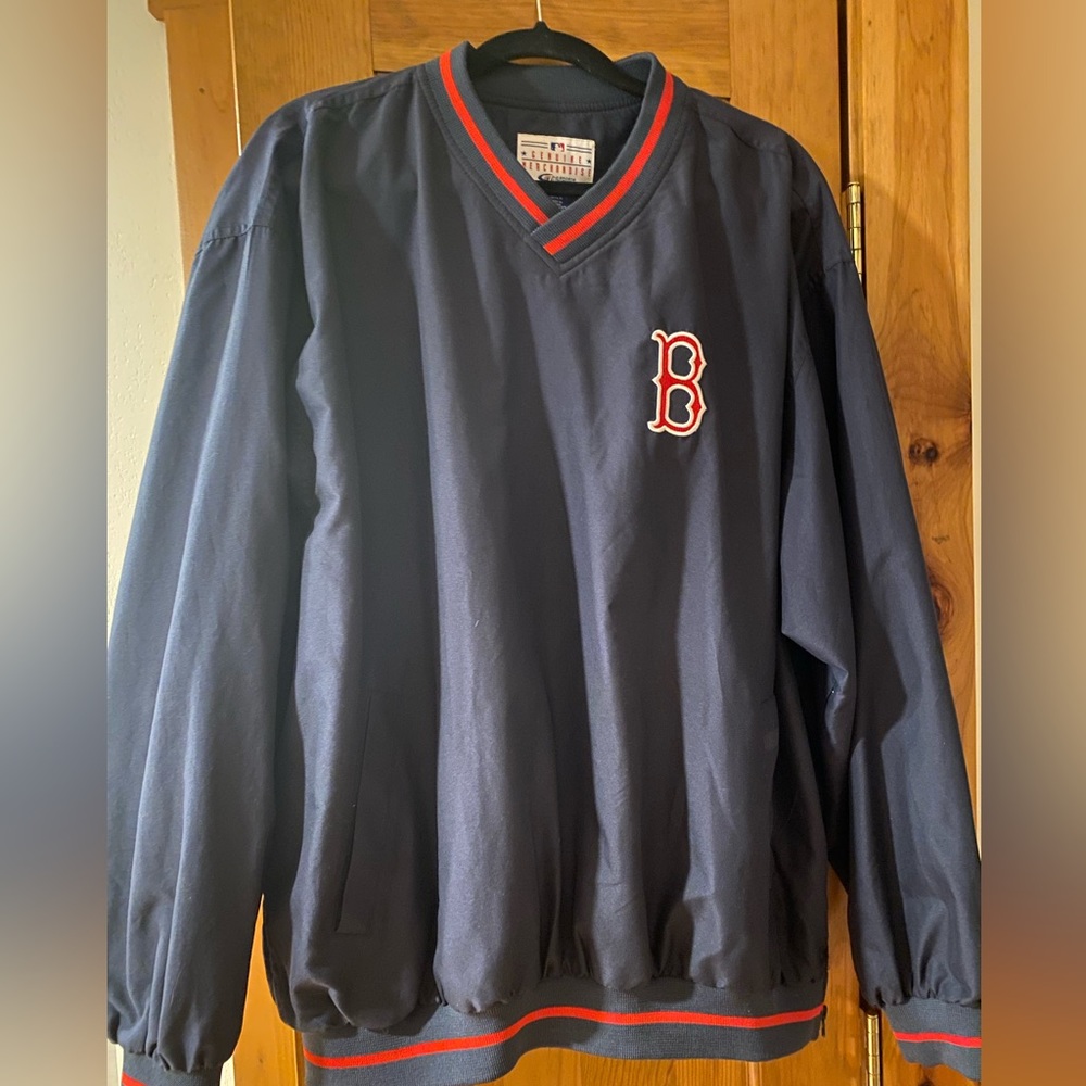Vintage Genuine Merch Boston Red Sox Bomber Jacket Carl Banks V Neck Blue L